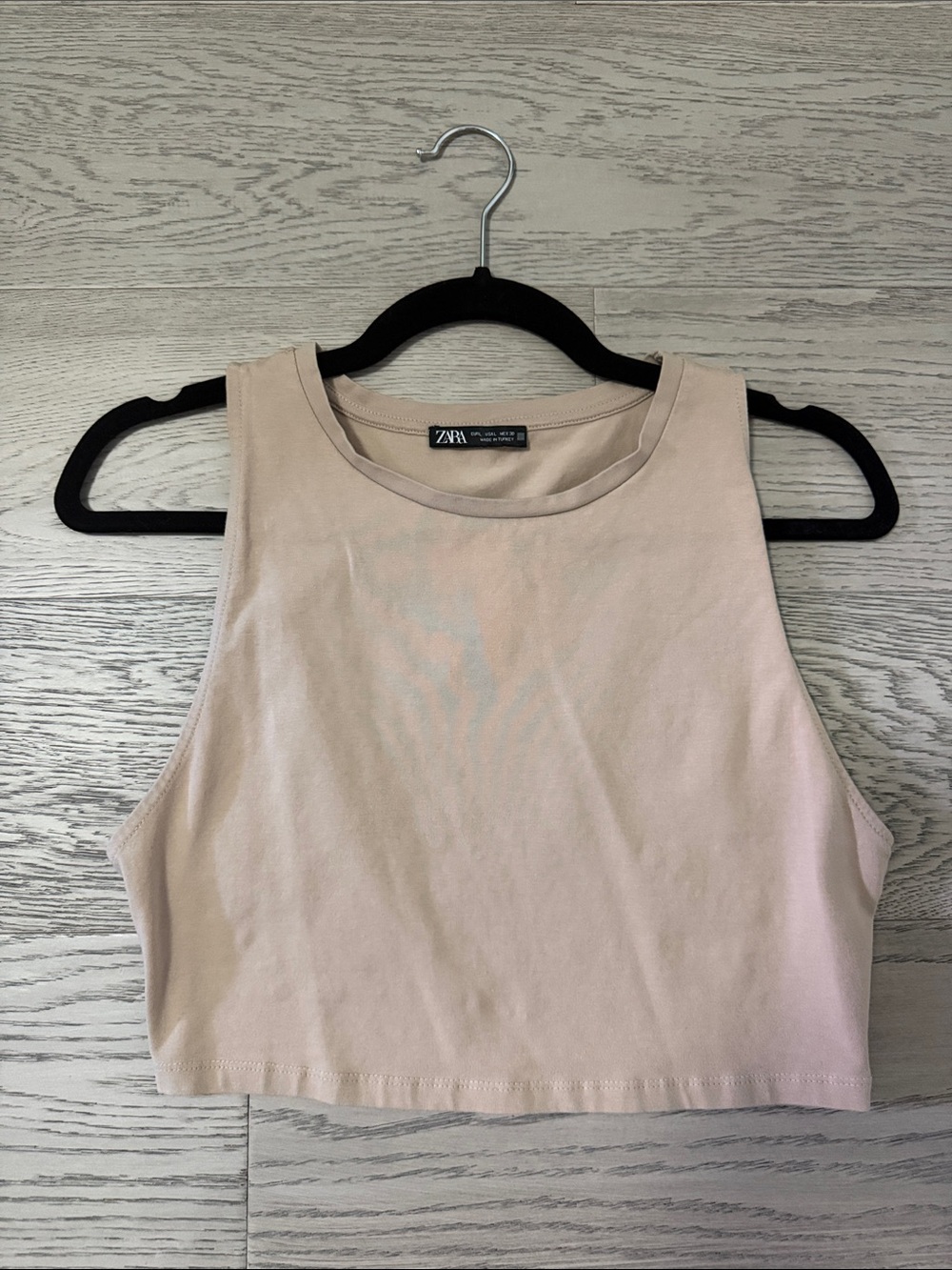 Zara Light Beige Cropped Sleeveless Tank Top